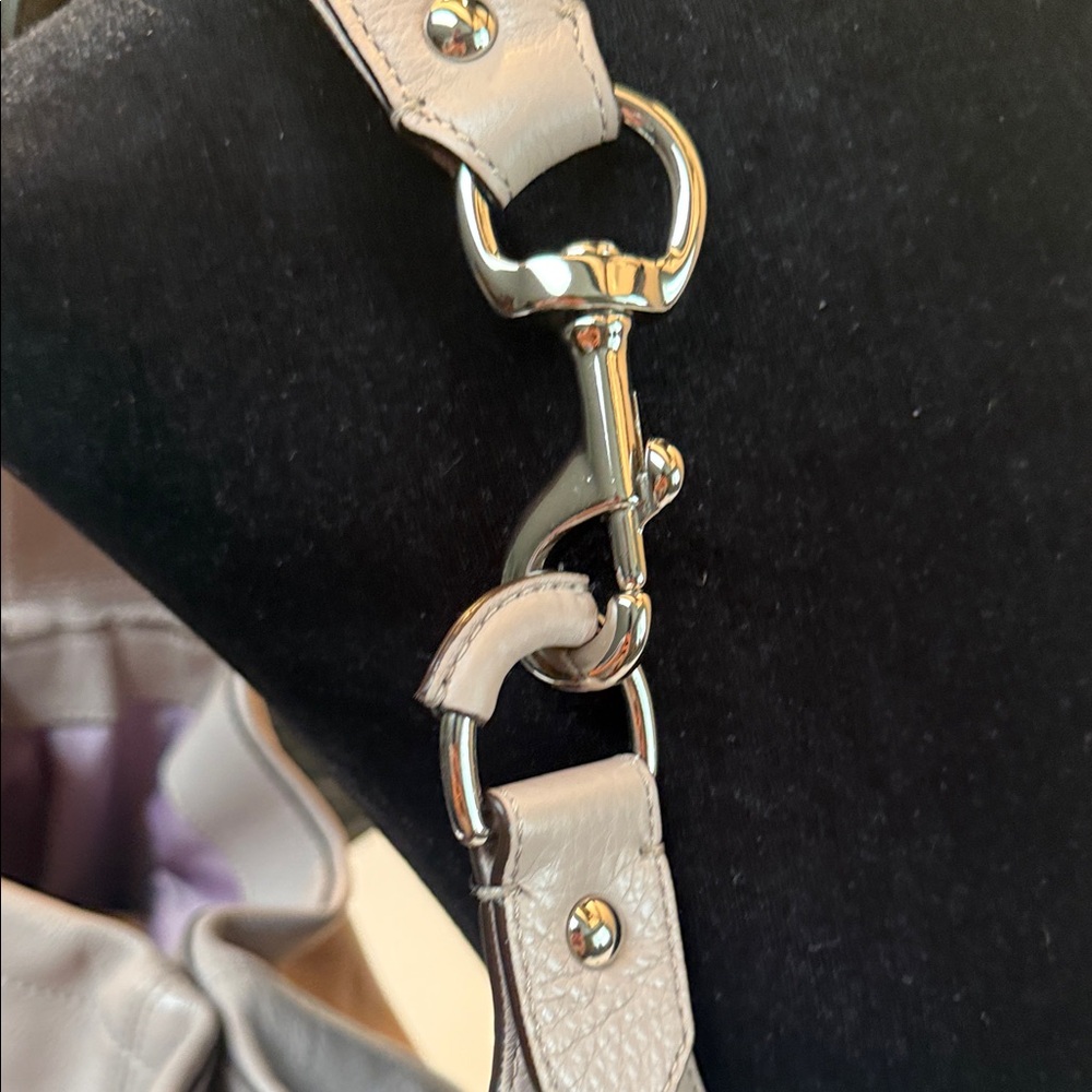 Coach Light Gray Pebble Leather Hobo Shoulder Bag - Picture 2 of 10